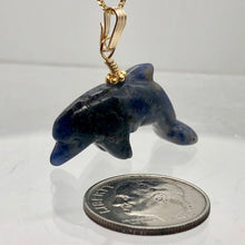 Load image into Gallery viewer, Sodalite Dolphin Pendant Necklace | Semi Precious Stone Jewelry | 14k Pendant