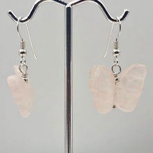 Load image into Gallery viewer, Flutter Rose Quartz Butterfly Sterling Silver Earrings | 1 1/4 inch long | - PremiumBead Alternate Image 5