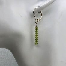 Load image into Gallery viewer, Untreated Green Sapphire Sterling Silver Roundel 9 Bead Earrings | 1 1/2" Long |