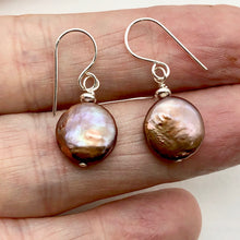 Load image into Gallery viewer, Pearl Dangle Sterling Silver Earrings | 1 1/4" Long | Golden Rose |