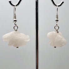 Load image into Gallery viewer, Rose Quartz Bunny Rabbit Sterling Silver Earrings | 1 1/4 inch long |