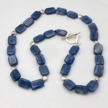 Load image into Gallery viewer, Kyanite and Sterling Silver Rectangle Bead Necklace | 20 inch | Blue and Silver|
