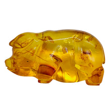 Load image into Gallery viewer, Amber carved Pig Talisman Worry-Stone | 39x25x7 mm | Orange | 1 Figurine |