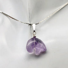 Load image into Gallery viewer, Amethyst Sterling Silver Zuni Bear Drop Pendant | 1" Long | Purple |