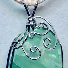 Load image into Gallery viewer, Fluorite Silver Wire-Wrapped Pendant - I'M in Love Green! 3059K - PremiumBead Alternate Image 2