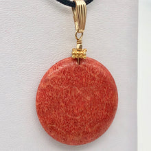 Load image into Gallery viewer, Big Cell Red Coral Disc & 14K Gold Filled Pendant | 30mm, 1.88" (long) |507287K - PremiumBead Alternate Image 7