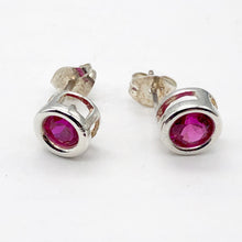 Load image into Gallery viewer, July Birthstone! Round 5mm Created Red Ruby &amp; 925 Sterling Silver Stud Earrings - PremiumBead Primary Image 1
