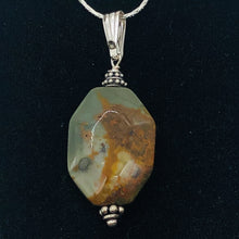 Load image into Gallery viewer, Owyhee Jasper Sterling Silver Drop Pendant | 1 3/4" Long| Green/Brown| 1 Pendant