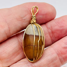 Load image into Gallery viewer, Jasper 14KGF Wire Wrap Oval | 1 3/4" Long | Tan Gray | 1 Pendant