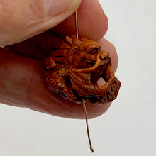 Load image into Gallery viewer, Carved Boxwood Wise Crouching Dragon Ojime/Netsuke Bead