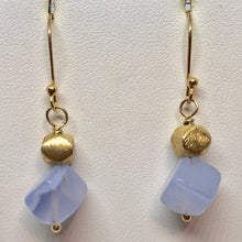 Load image into Gallery viewer, Blue Chalcedony and 22K Vermeil Brushed Bead Earrings! 309231C - PremiumBead Alternate Image 2