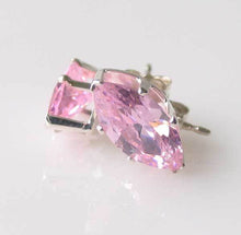 Load image into Gallery viewer, 10x5mm Pink Cubic Zironia & Silver Earrings 10148J - PremiumBead Primary Image 1