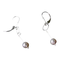Load image into Gallery viewer, AAA Natural White 6.5-6mm Pearl & Silver Earrings 304499