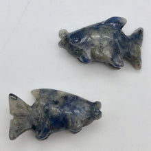 Load image into Gallery viewer, Carved Sodalite Koi Fish Worry Stone Figurine Bead | 23x11x5mm | Blue white