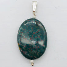 Load image into Gallery viewer, Rare Bloodstone Sterling Silver Oval Pendant with Quartz Crystal | 2" Long |