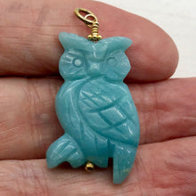 Load image into Gallery viewer, Amazonite Owl 14K Gold Filled Pendant | 1 3/4" Long | Blue | 1 Pendant |