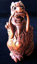Load image into Gallery viewer, Carved Boxwood Warrior Dragon & Sun Ojime/Netsuke Bead - PremiumBead Primary Image 1