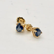 Load image into Gallery viewer, Blue Sapphire 14K Gold Pear shape Earrings | 5x4mm | Blue | Stud | - PremiumBead Primary Image 1