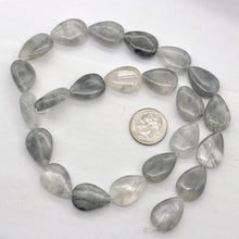Load image into Gallery viewer, Tourmalated Quartz Teardrop Bead Half-Strand | 18x12x7 | Gray | 12 Beads