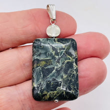 Load image into Gallery viewer, Tsunami Stone Sterling Silver Rectangle | 35x25x7.5mm | Green White | 1 Pendant