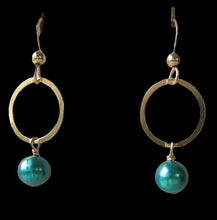 Load image into Gallery viewer, Hot Circle Turquoise Pearl Earrings 22K Vermeil 302857