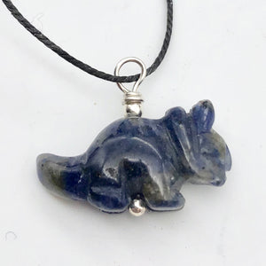 Sodalite Triceratops Dinosaur with Sterling Silver Pendant 509303SDS | 22x12x7.5mm (Triceratops), 5.5mm (Bail Opening), 7/8" (Long) | Blue - PremiumBead Alternate Image 5