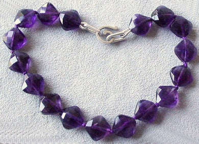 Faceted Square Deep Amethyst & Silver Bracelet 400004 - PremiumBead Primary Image 1