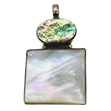 Load image into Gallery viewer, Abalone/Mother of Pearl Sterling Silver Drop Pendant | 2 1/4" Long | Blue/White|