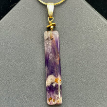 Load image into Gallery viewer, Chevron Amethyst 14K Gold Filled Rectangle | 3" Long | Purple/White | 1 Pendant|