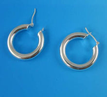 Load image into Gallery viewer, Sleek! Sterling Silver Hinged 25mm Hoop Earrings 9770 - PremiumBead Primary Image 1
