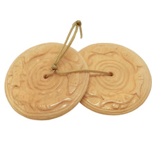 Load image into Gallery viewer, Pair of Carved Fish Coin Bone Donut Beads 36x5mm 10745