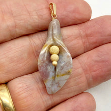 Load image into Gallery viewer, Fancy Jasper Calla Lily 14K Gold Filled Flower Pendant | 1 3/4" Long|White Pink|