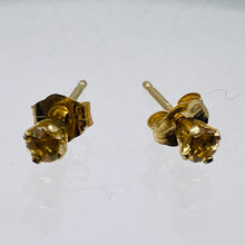 Load image into Gallery viewer, Citrine 14K Yellow Gold Stud Round Earrings | 3mm | Yellow | 1 Pair |