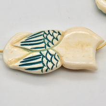 Load image into Gallery viewer, Wisdom Carved Bone 49x23x8mm Owl Bead 10583 | 49x23x8mm | Cream, Blue and Brown - PremiumBead Alternate Image 3