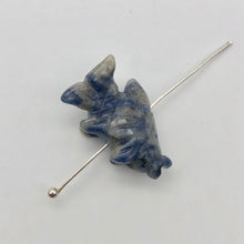 Load image into Gallery viewer, Swimming 2 Hand Carved Sodalite Koi Fish Beads | 23x11x5mm | Blue white - PremiumBead Alternate Image 8