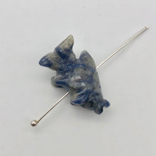 Load image into Gallery viewer, Carved Sodalite Koi Fish Worry Stone Figurine Bead | 23x11x5mm | Blue white