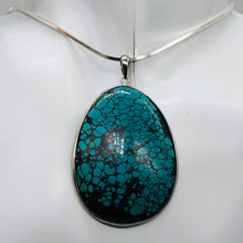 Load image into Gallery viewer, Natural Turquoise 86ct Sterling Silver Oval Pendant 2 1/4x1 1/2" Blue/Black|1|