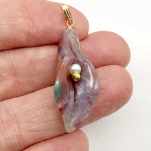 Load image into Gallery viewer, Fancy Jasper Calla Lily 14K Gold Filled Flower Pendant | 2" Long | Red Green |