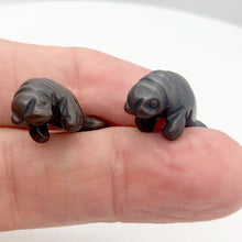 Load image into Gallery viewer, Grace 2 Carved Hematite Manatee Beads | 21x11x9mm | Silver black - PremiumBead Alternate Image 2