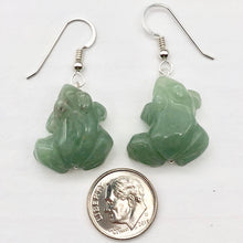 Load image into Gallery viewer, Aventurine Frog Sterling Silver Earrings| Semi Precious Stone Jewelry | 1 1/2" |