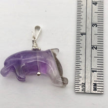 Load image into Gallery viewer, Amethyst Dolphin Sterling Silver Pendant | 1.5" Long | Purple | Dolphin | - PremiumBead Alternate Image 4