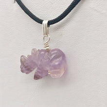 Load image into Gallery viewer, Hand Carved Rhino Amethyst Rhinoceros and Sterling Silver Pendant 509275AMLS - PremiumBead Alternate Image 7