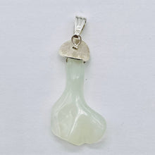 Load image into Gallery viewer, New Jade Serpentine Flower Sterling Silver Pendant | 1 3/4" Long| Pale Green | 1