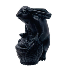 Load image into Gallery viewer, Bunny Rabbit In A Basket Teak Ojime Netsuke Bead | 27x19x15mm | Brown