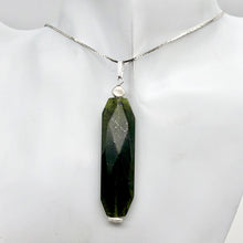 Load image into Gallery viewer, Green Isles Jade Faceted Art Cut Sterling Silver Pendant | 2 1/2 Inch Long |