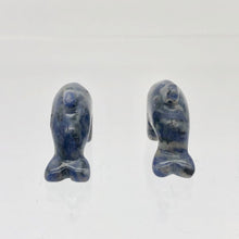 Load image into Gallery viewer, Unique 2 Carved Sodalite Jumping Dolphin Beads | 25x11x8mm | Blue white - PremiumBead Alternate Image 10