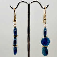 Load image into Gallery viewer, Dazzle Blue Apatite 10mm Coin14K Gold Filled Earrings | 2 Inch Drop |