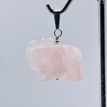 Load image into Gallery viewer, Trumpeting Rose Quartz Elephant & Solid Sterling Silver Pendant 508570S