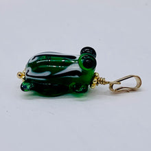 Load image into Gallery viewer, Lampwork Frog 14K Gold Filled Frog | 1" Long | Green | 1 Pendant |