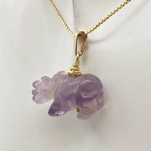 Load image into Gallery viewer, Amethyst Rhinoceros Pendant Necklace|Semi Precious Stone Jewelry|14k Pendant - PremiumBead Alternate Image 2